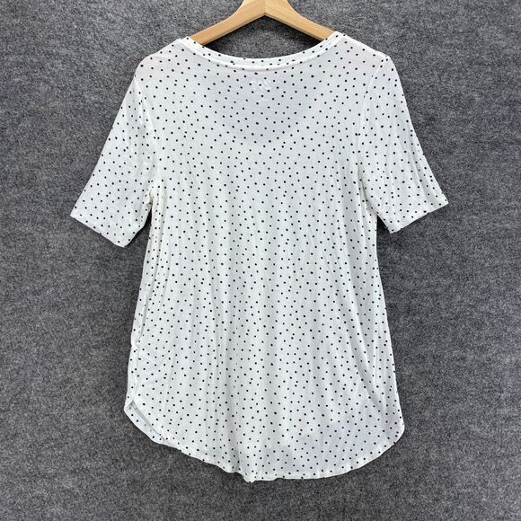 Maurices T-Shirt Women S Small White Polka Dot Round Neck Short Sleeve Rayon - Picture 2 of 9